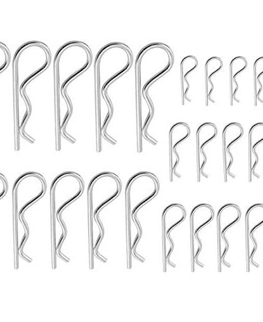 XBDZR 25 Pcs Cotter Pins, Cotter Pin Assortment Kit, Heavy Duty R Clips Hardware Pins, Zinc Plated Hairpins for Use On Hitch Pin Lock Systems - 5 Sizes