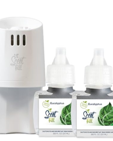 Scent Fill 100% Natural Eucalyptus Plug in Air Freshener, Scented Oil Refills, 2 Refills + Diffuser