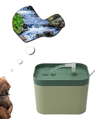 Reptile Water Bowl with Filtration System, Lizard Drinking Fountain, Bearded Dragon Tank Accessories, Reptile Habitat Waterfall for Bearded Dragon, Leopard Gecko, Chameleon, Snake