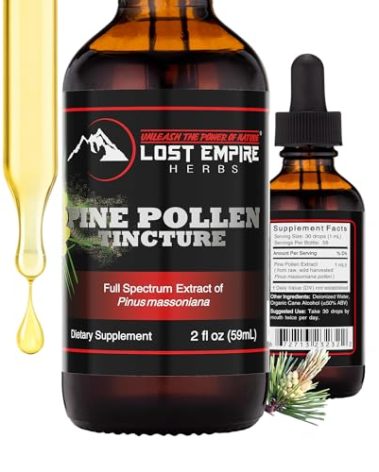Lost Empire Herbs Pine Pollen Tincture Pine Pollen Liquid Extract for Testosterone - Alcohol Tincture is Superior for Better Absorption, 3rd Party Lab Tested (2 Ounce)