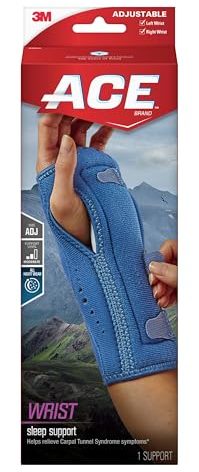 ACE Night Wrist Sleep Support, Adjustable, Blue, Helps Provide Relief from Symptoms of Carpal Tunnel Syndrome, and other Wrist Injuries