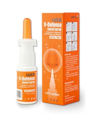 LUCA V-Defense™ Nasal Spray with Lambda Carrageenan, Menthol, and Eucalyptol – Drug-Free Nasal Congestion Relief – Moisturizes Nasal Passages and Reduces Contaminant Adhesion – 0.67 fl oz (200 Sprays)