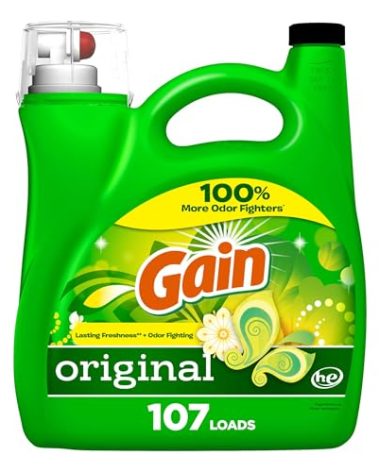 Gain Liquid Laundry Detergent, Original Scent, 154 fl oz, 107 Loads, Freshness + Odor Fighting, High Efficiency Washing Machine Liquid Cleaning Soap