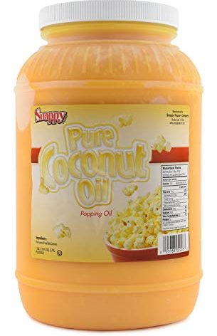 Snappy Butter Flavored Coconut Oil for Popcorn, Movie Theater Style, Naturally Colored with Beta Carotene, Vegan & Gluten Free, 1 Gallon Jug, Premium Coconut Oil for Popcorn Machines, Stovetop & Home Popping