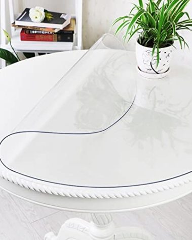 LinkGro Multi-Size Clear PVC Table Protector - 30 Inch Diameter, 1.5mm Thick, Water & Oil Resistant Tabletop Cover