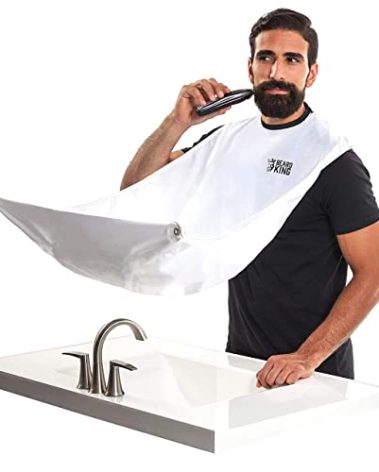 Beard King Beard Bib Apron - As Seen on Shark Tank – Gifts for Him, Stocking Stuffers for Men, Mens Gift, White