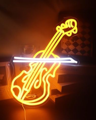 Violin LED Neon Sign, Music Player Neon Signs, Music Instrument Wall Room Bedroom Game Room Art Decor, Violin Enthusiasts Artist Neon Light Wall Art Christmas Birthday Gift