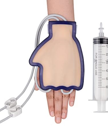 SimCoach Phlebotomy and Venipuncture Practice Kit, Wearable IV Practice Kit, Dorsal Hand Injection Trainer, IV Start Kit for Injection Training