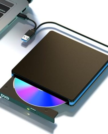 APPINESSEY External CD/DVD Drive for Laptop & Desktop PC, USB 3.0/Type-C Portable CD Drive Burner with Mute Design, DVD Player Portable for MacBook Windows 11/10/8/7/XP Linux Mac OS Systems (2 in 1)