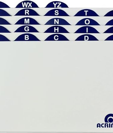 Acrimet A-Z Index Card Guides for 6” X 9” Card Holder (White Cards with Blue Tabs)