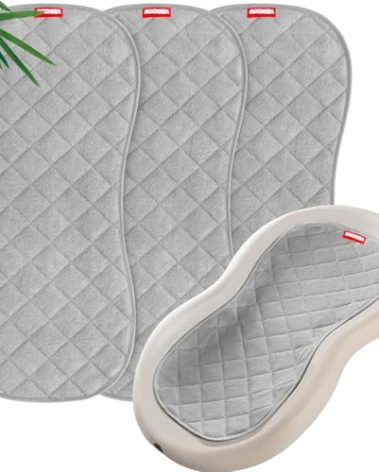 Quilted Thicker Changing Pad Liner 3 Pack Waterproof, Fit for Changing Table Liners are Warm On a Baby's Back Non-Slip Design Reusable Pads Machine Washable, Grey