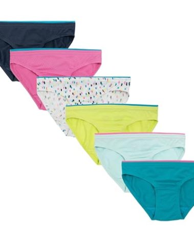 Fruit of the Loom Girl's Breathable Underwear (Pack of 6) Underwear, bikini/assorted, 16