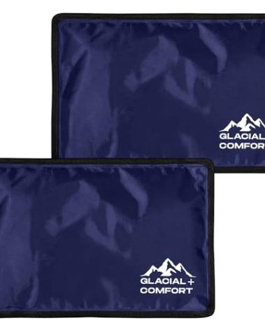 Glacial Comfort Gel Ice Pack for Back Pain - (12" x 8") Reusable Cold Pads for Hip, Knee, Shoulder Injuries, Muscle Strains, Migraine & Postpartum Recovery with Flex Technology - After Surgery.