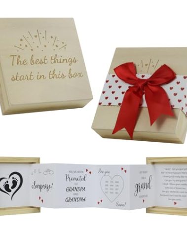 Pregnancy Announcement Keepsake for Grandparents – Exquisite Wooden Baby Reveal Box with Ultrasound Photo, Ideal First Time Baby Announcement Gift for Grandma on Pregnancy Reveal Celebration