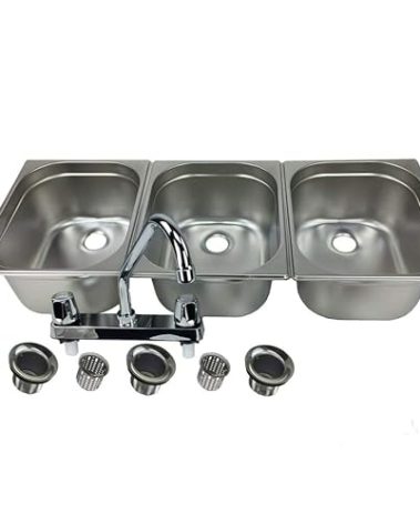 3-Large Compartment Drop-in Stainless Steel Concession Sink - Portable Stand Food Truck Trailer