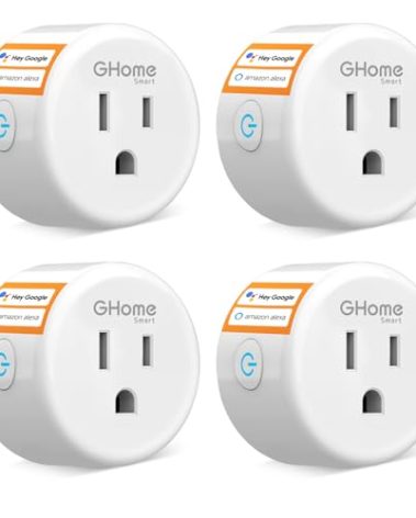 GHome Smart Mini Smart Plug, WiFi Plug Outlet Timer Smart Socket, Plugs Work with Alexa and Google Home, APP Control, No Hub Required, ETL FCC Listed, 2.4GHz WiFi Only