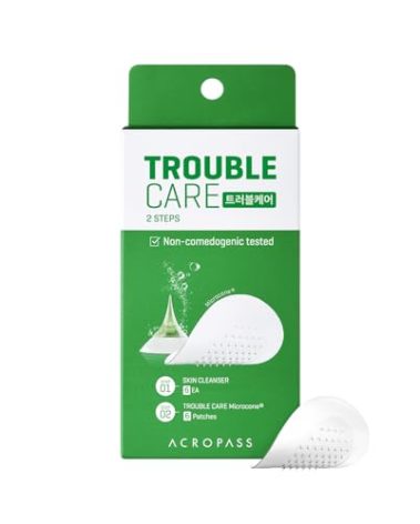 Acropass Trouble Care Microcone Acne Patch for Early Stage Pimple and Zits - Hydrocolloid, Niacimide Pimple Spot Treatment (Regular Size - 6count)