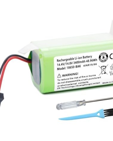 RDSJ 3400mAh Battery Replacement for Proscenic 850T 850P Neatsvor X500 X520 X600 Ultenic D5/ D5S Pro Series Robot Vacuum Cleaner CMICR18650F8M7-4S1P BFG-WSQ H18650CH-4S1P 14.4V 48.96Wh