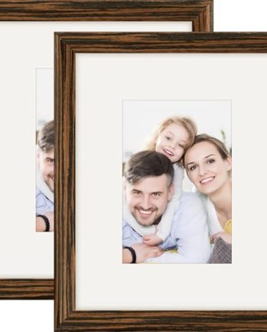 Picture Frames 8x10 2 Pack Made of Solid Wood Ebony Wood Grain for Wall Mounting and Tabletop Display