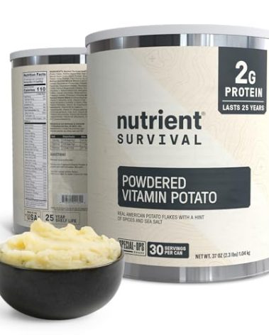 Nutrient Survival Potato Flakes, Powdered Vitamin Potato (30 Servings) for Mashed Potatoes, Soups, Emergency Food Supply & Camping Supplies, 38 Nutrients, Shelf Stable Up to 25 Years, One Can