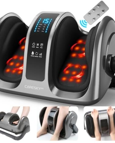 CARESKY® Shiatsu Foot Massager with Heat and Remote-FSA Eligible HSA Electric Deep Kneading Foot Massager for Neuropathy, Plantar Fasciitis, Massage Feet/Leg/Calf/Ankle, Gifts for Women and Men