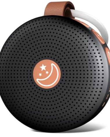 Mini Sound Machine Portable Baby White Noise Machine Brown Noise Machine 30 Soothing Sounds for Kids Adults Auto-Off Timer 32 Volume Levels Battery Sleep Machine for Home Office Privacy (Black)