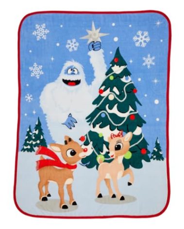 Rudolph The Red Nose Reindeer Kids Holiday Christmas Bedding Super Plush Cozy Throw, 46 in x 60 in, (Officially Licensed Product) by Franco