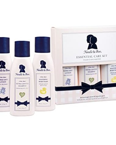 Noodle & Boo Essential Care 3 Piece Kit Super Soft Baby Lotion, Extra Gentle Shampoo and Soothing Body Wash, 2 Oz of each