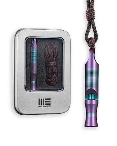 WeKnife Emergency Whistle Survival Loud, Titanium Outdoor Safety Whistle Survival Shrill Loud Blast With Paracord for Kayak, Life Vest, Jacket, Boating, Fishing,Camping, Hiking, Hunting, Coyote A-05AP
