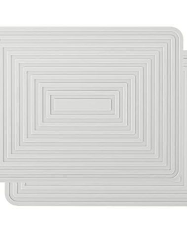 IFFMYJB Silicone Trivets, Pads for Hot Dishes, Pots and Pans, Multipurpose Heat Resistant Mats for Kitchen Counter, Flexible Hot Pads for Kitchen, Durable Silicone Hot Mat Set 2 (Light Grey)