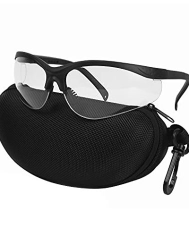 LaneTop Shooting Glasses For Men and Women, Anti Fog ANSI Z87.1 Safety Glasses with Hard Shell Case, UV400 Eye Protection for Shooting Range Glasses, Clear Lens