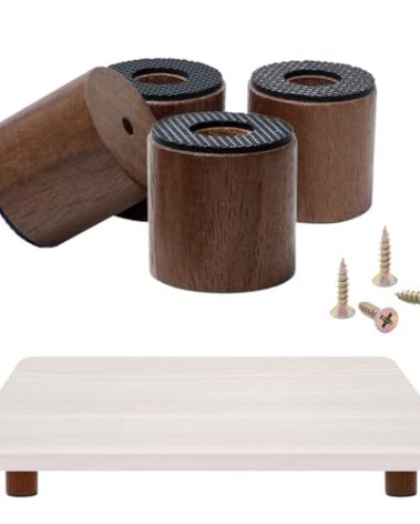 ANFU Cutting Board Feet, Walnut Chopping Board Feets, Non Slip Self Adhesive Butcher Block Legs with Screw (Not included Boards)