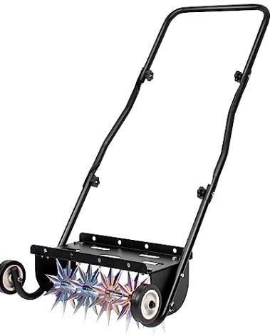 Suchtale 18-Inch Push Spike Aerator, Heavy Duty Rolling Lawn Aerator, Rotary Spike Lawn Aerator, Manual Aeration Equipment with Steel Handle, Suitable for Lawns, Garden, and Yard Grass Aeration