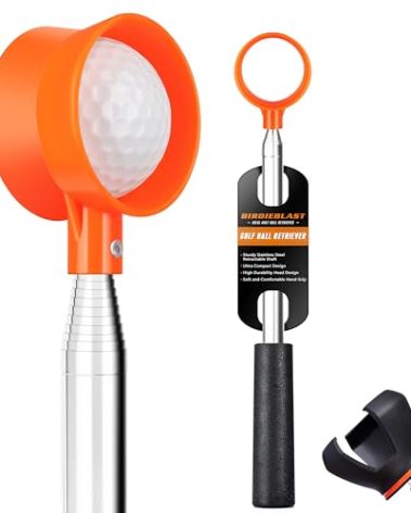 BIRDIEBLAST Golf Ball Retriever Telescopic, with Golf Ball Grabber for End of Putter, 9Ft/9.01Ft/12Ft/16.3Ft/20Ft Stainless Steel Golf Ball Retriever for Water(20FT)
