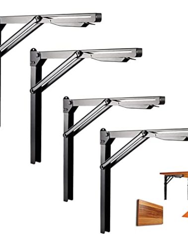 Ultrawall 24 inch Black Sturdy Folding Shelf Brackets, Heavy Duty Adjustable Steel Wall Mounted Collapsible Shelf Bracket, Max Load 550lb