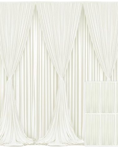 6 Panels Ivory Backdrop Curtain for Wedding Parties Wrinkle Free Ivory Photo Curtains Backdrop Drapes Fabric Decoration for Baby Shower Photoshoot 30ft(W) x 10ft(H)