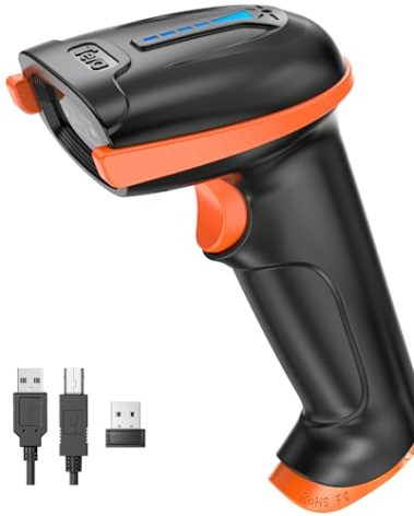 Tera 1D 2D QR Barcode Scanner Wireless and Wired with Battery Level Indicator Digital Printed Bar Code Reader Cordless Handheld Barcode Scanner Compact Plug and Play Model D5100