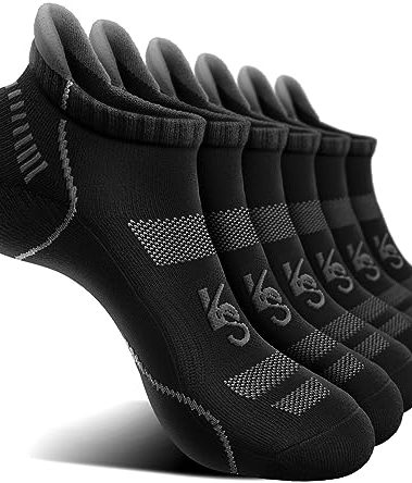 KEMISANT Mens Running Socks 6 Pairs-Athletic Compression Ankle Socks Cushioned for Men Walking-Arch Compression Support(6Pairs,Shoes Size:Men 13-15)
