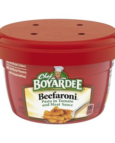 Chef Boyardee Beefaroni Pasta, Microwave Food, 7.5 OZ Microwaveable Bowl (12 Bowls)