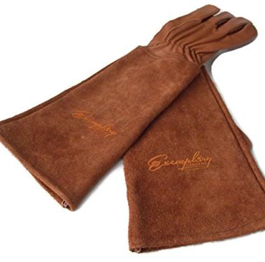 Exemplary Gardens Rose Pruning Gloves for Men and Women - Thorn Proof Goatskin Leather Gardening Gloves with Gauntlet
