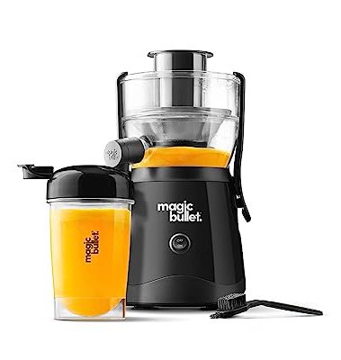 Magic Bullet® Mini Juicer, Countertop Space-Saving, 2" Feed Chute for Fruits and Vegetables, 400W, 16oz Cup, Compact Design, Black, MBJ50100AK