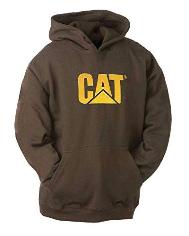 Caterpillar Men's Trademark Hoodies with Embroidered CAT Front Logo, S3 Cord Management System and Pouch Pocket, Dark Earth - Medium