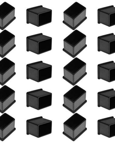 Bonsicoky 20Pcs Rectangle Rubber Furniture Leg Caps (3/4" x 1.18" / 20 x 30mm), Black Vinyl Flexible Chair Leg Floor Protectors for Patio Indoor Chair Table Bed