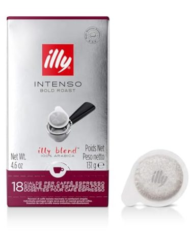 illy E.S.E. Coffee - Single-Serve Capsules & Pods - Intenso Dark Roast - Notes Of Cocoa & Dried Fruit - For E.S.E Machines - Extraordinary Aroma & Body – 18 Count