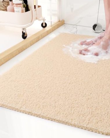 Non-Slip Bathtub Mat, 24x35 Inch, Shower Mats for Bath Tub, PVC Loofah Bathroom Mats for Wet Areas, Quick Drying