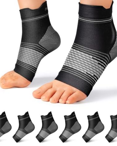 Plantar Fasciitis Sock (6 Pairs) for Men and Women, Compression Foot Sleeves with Arch and Ankle Support, Black, X-Large