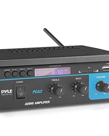 Pyle Home Home Audio Power Amplifier System 2X40W Mini Dual Channel Sound Stereo Receiver Box w/ LED For Amplified Speakers, CD Player, Theater via 3.5mm RCA for Studio, Home Use Pyle PCA2 Black