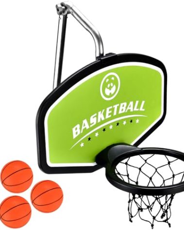 Trampoline Basketball Hoop, with Pump and Mini Balls, Easy to Assemble Sturdy for Dunk Fit, Waterproof, Accessory of Trampoline, Green