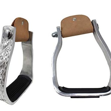 PRORIDER Challenger Western Engraved Angled Sloped Barrel Aluminum Saddle Stirrups 51140
