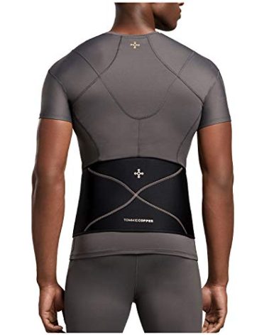Tommie Copper Men’s Comfort Back Brace, Sweat Wicking Breathable Back & Muscle Compression Support for Everyday - Black - Large/X-Large